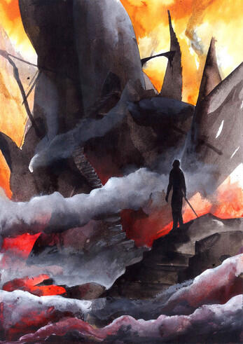 Cover art for KUEI JIN: The Hungry Ghosts. White text on a red and black background.