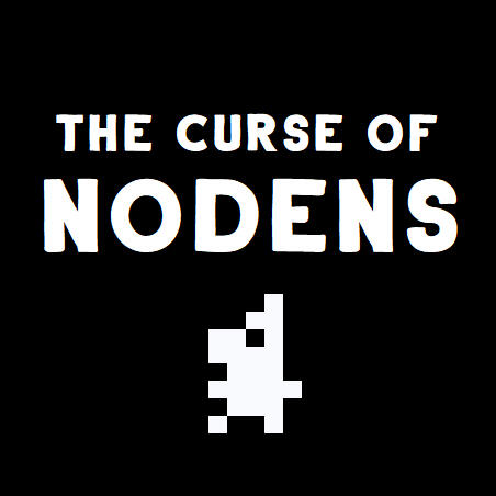 Cover art for The Curse of Nodens featuring the title and the main character sprite on a solid black background.